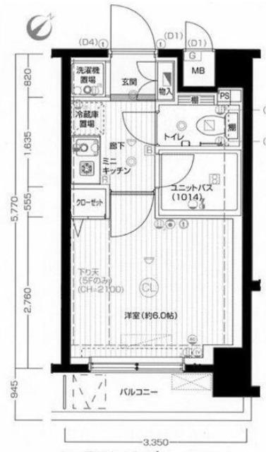 大田区鵜の木のマンションの間取り