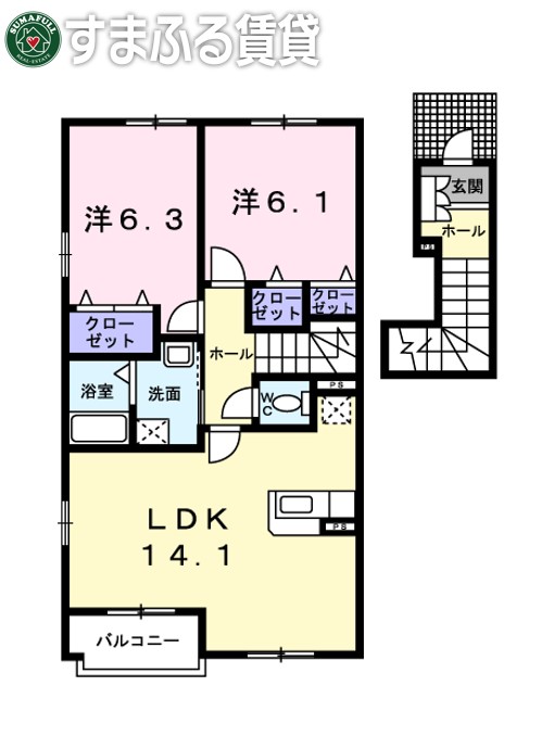 岡崎市北野町のアパートの間取り