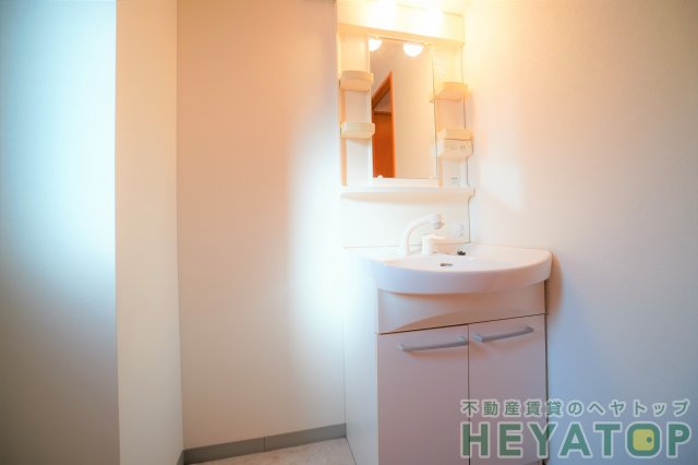 洗面設備　忙しい朝の身支度に便利なシャワー付き洗面化粧台