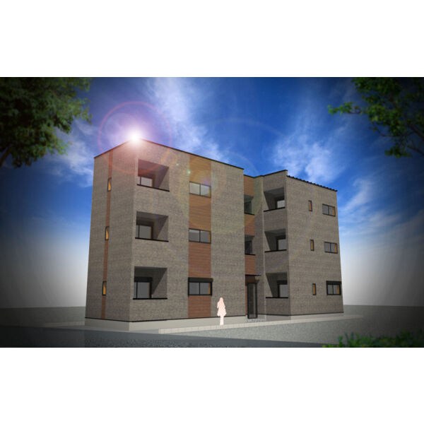 建物外観　外観パース　オートロック付　宅配ＢＯＸ有り