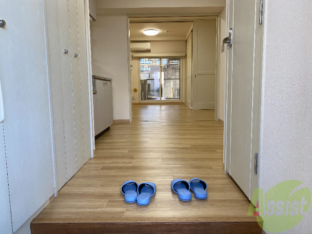 玄関　玄関周りです。左手には収納、右手はお手洗いです。