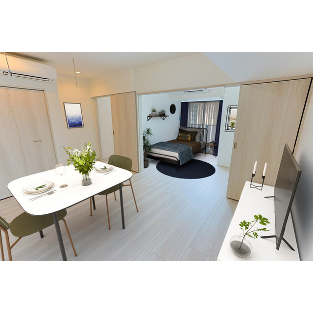 居室・リビング　家具・調度品等はＣＧ　加工です。実際の賃貸住居　には含まれま