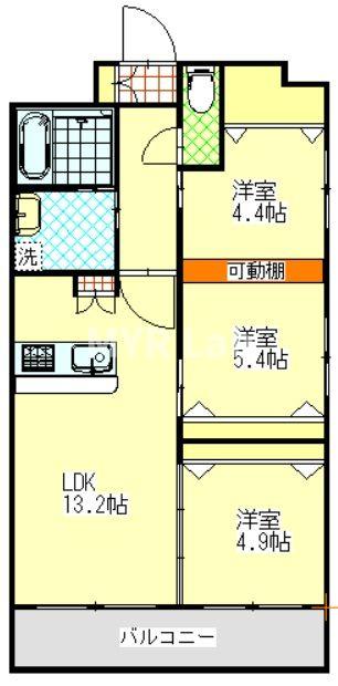ＪＲ鹿児島本線 大野城駅 徒歩4分 11階建 築1年の間取り写真