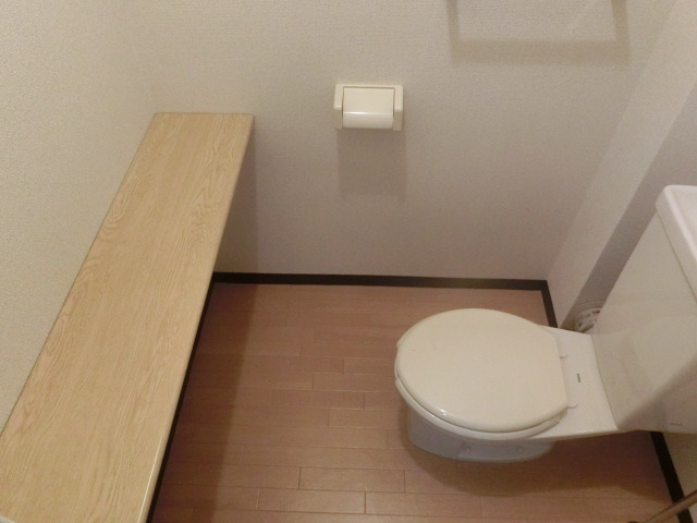 トイレ　棚に本を並べて・・　嫌なことがあったらここにこもりましょう。