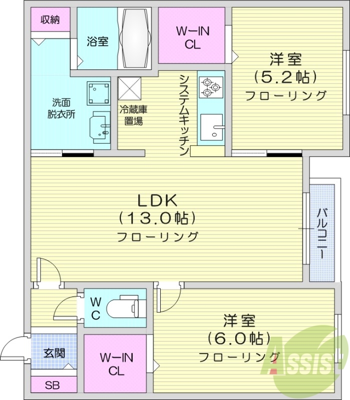地下鉄東西線 西１８丁目駅 徒歩9分 4階建 築13年の間取り写真