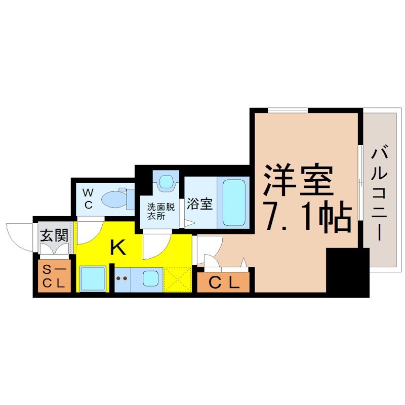 名鉄名古屋本線 金山駅 徒歩8分 12階建 築6年の間取り写真