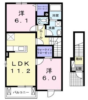 福山市神辺町大字川南のアパートの間取り