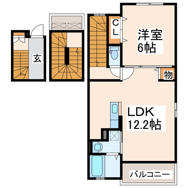 宇城市松橋町久具のアパートの間取り