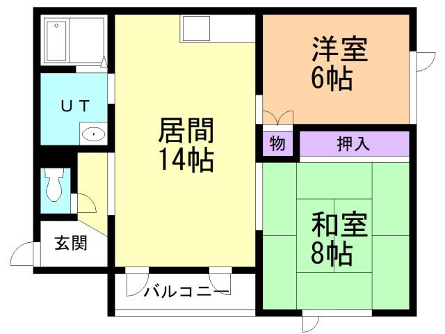 函館市大縄町のアパートの間取り