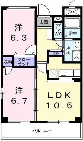 姫路市北今宿のマンションの間取り