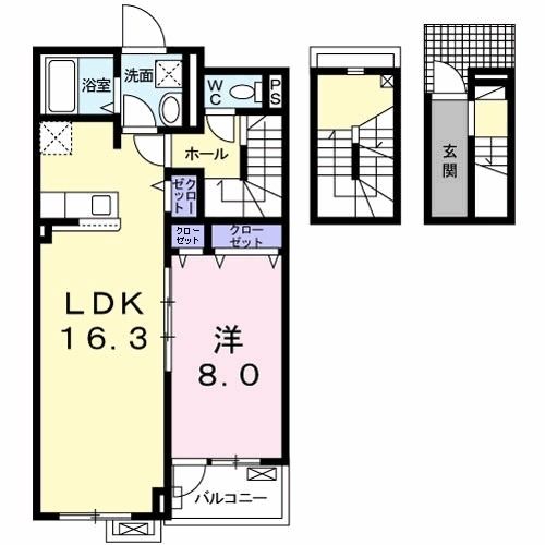 北九州市小倉南区下石田のアパートの間取り