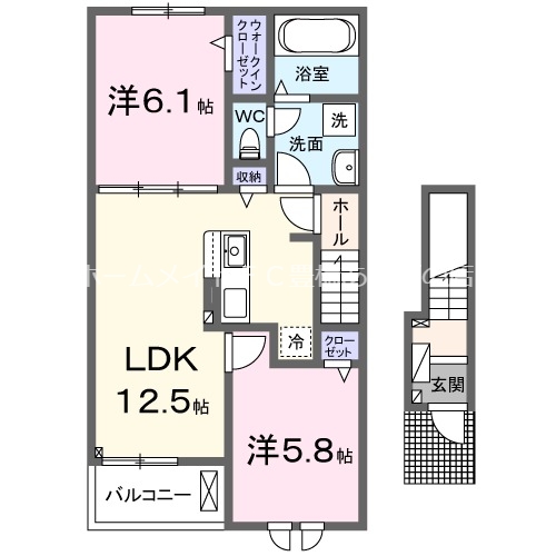 豊川市御津町広石のアパートの間取り