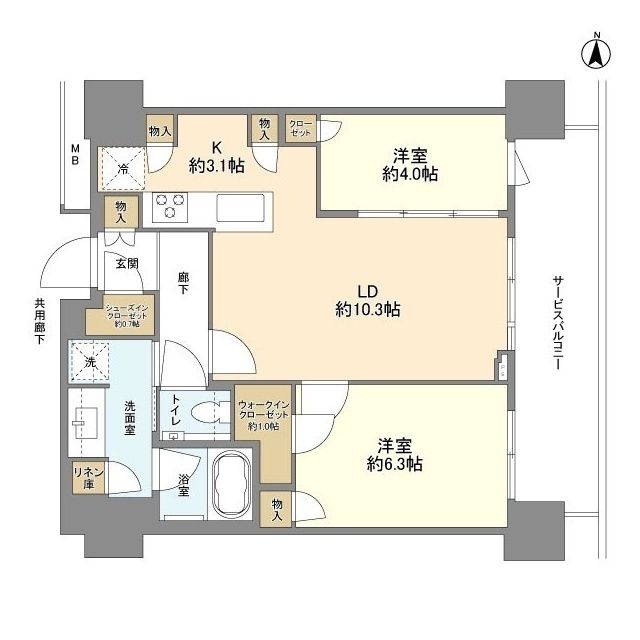 横浜市神奈川区鶴屋町のマンションの間取り