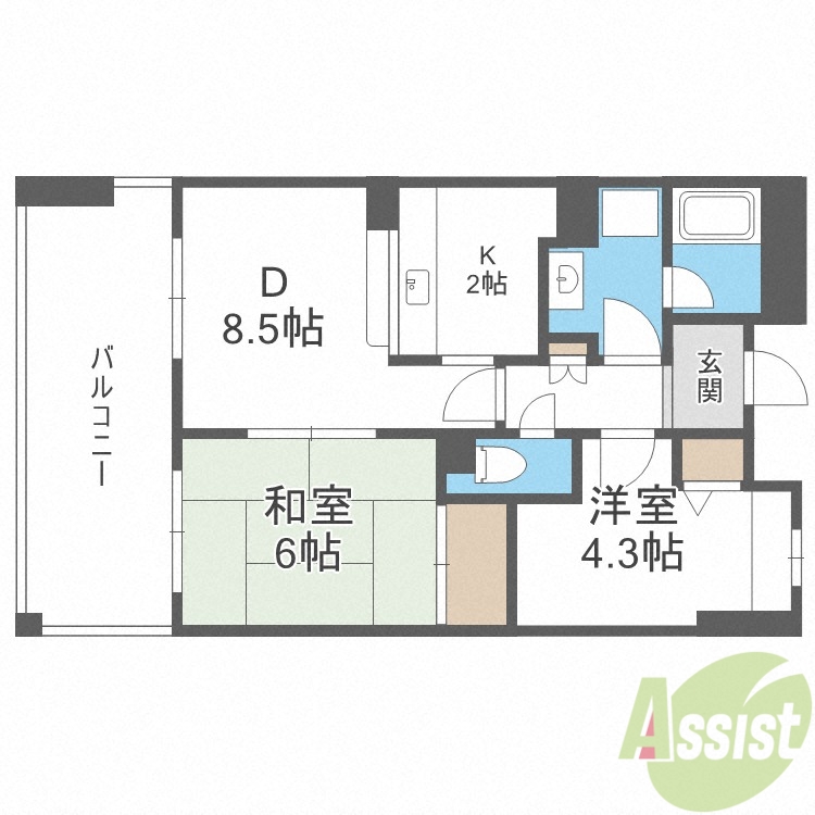 西宮市樋之池町のマンションの間取り