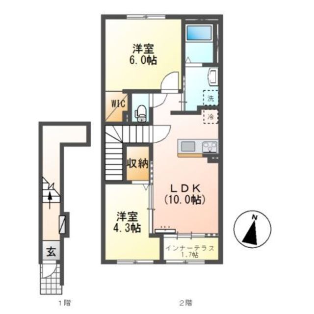 京都市西京区下津林大般若町のアパートの間取り