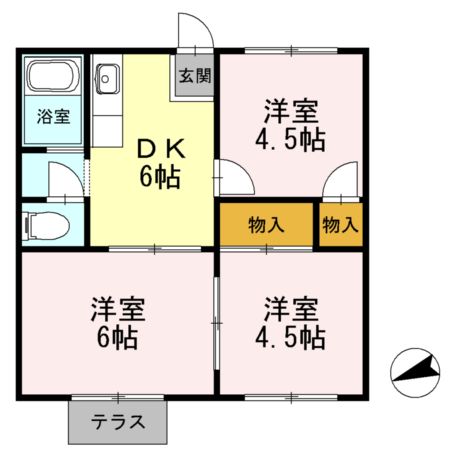 小田原市鴨宮のアパートの間取り