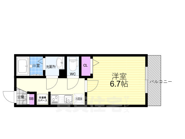 京都市中京区壬生賀陽御所町のマンションの間取り