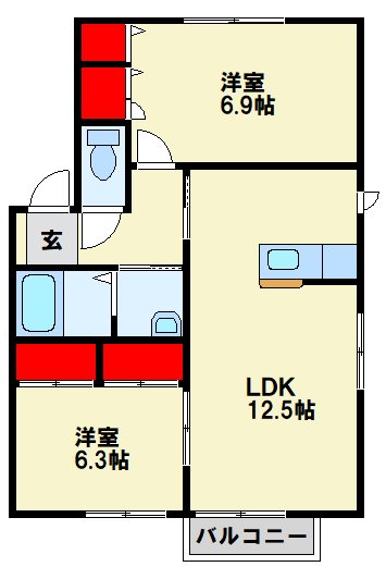 アヴェニールパルク21　B棟の間取り