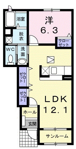 花巻市本館1丁目築18年の間取り