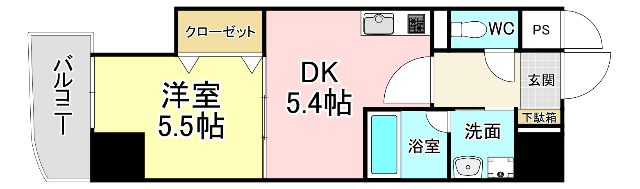 北九州市戸畑区新池のマンションの間取り