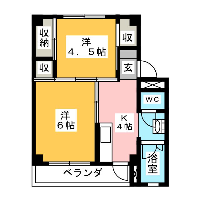 ビレッジハウス下有知　２号棟の間取り