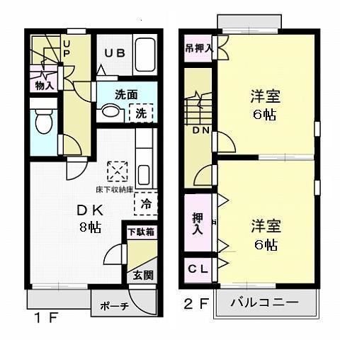 鹿嶋市港ケ丘のアパートの間取り