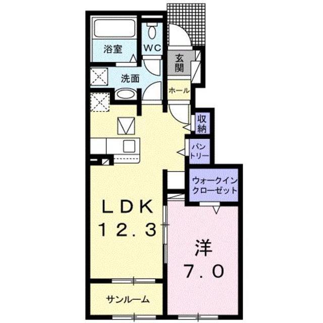 熊本市北区植木町鐙田のアパートの間取り