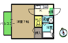 徳島市北矢三町のアパートの間取り