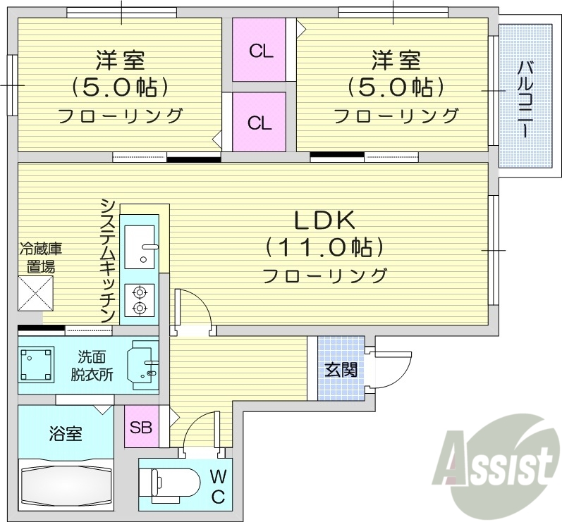 ASTAGE八軒の間取り