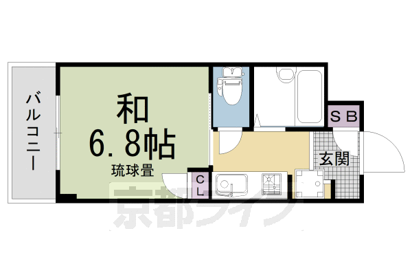 京都市左京区田中大堰町のマンションの間取り