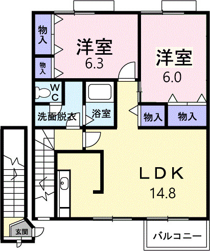 春日井市稲口町のアパートの間取り