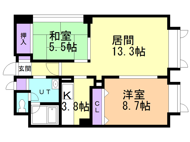 札幌市厚別区厚別南のマンションの間取り