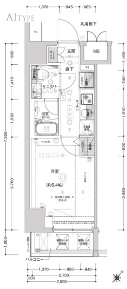 横浜市港北区新横浜のマンションの間取り