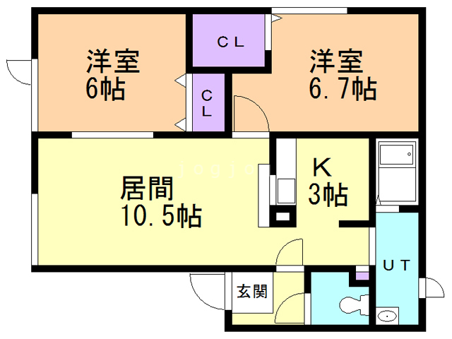 札幌市豊平区平岸一条のアパートの間取り