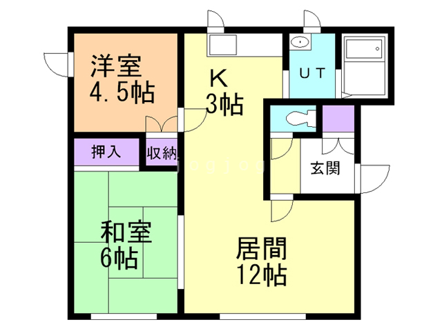 札幌市北区屯田九条のアパートの間取り