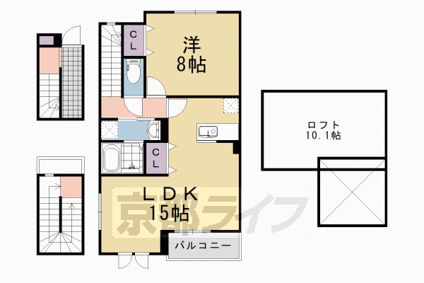 京都市伏見区羽束師古川町のアパートの間取り