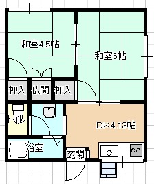 呉市川尻町西のアパートの間取り