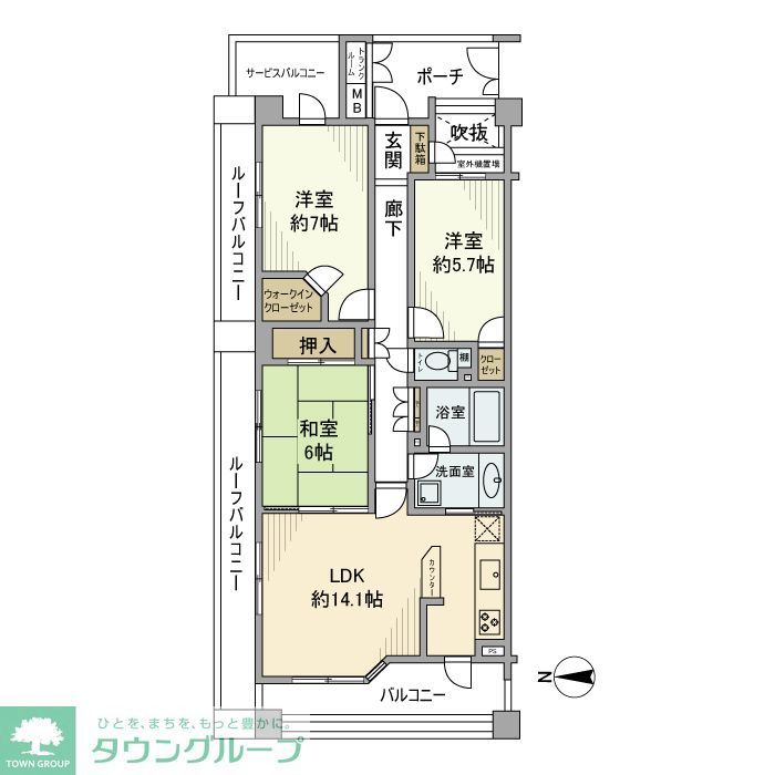 ヒルズ元住吉の間取り写真