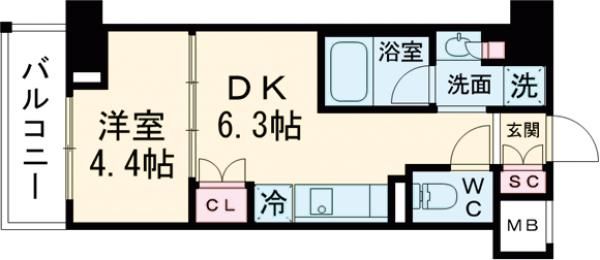 ウエリスアーバン住吉EASTの間取り写真