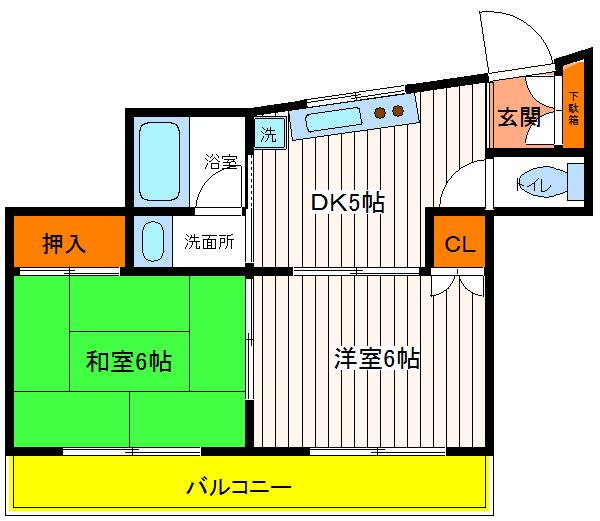 ＪＲ中央線 立川駅 徒歩15分 4階建 築41年の間取り写真
