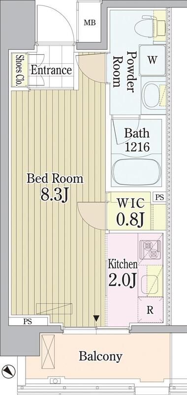 新宿区北新宿のマンションの間取り