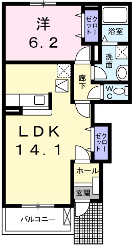 姫路市飾磨区阿成渡場のアパートの間取り