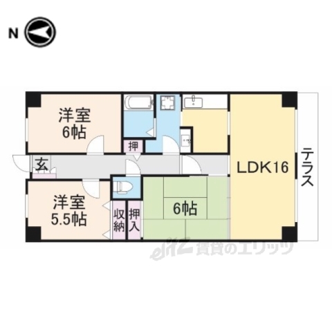 ＰＨＯＥＮＩＸＣＯＵＲＴ交野２の間取り