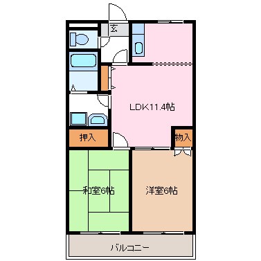 松本市大字岡田松岡のマンションの間取り