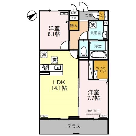 大枝D-ROOM　A棟の間取り