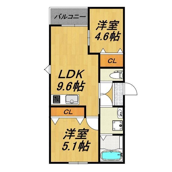 半田市前崎東町のアパートの間取り