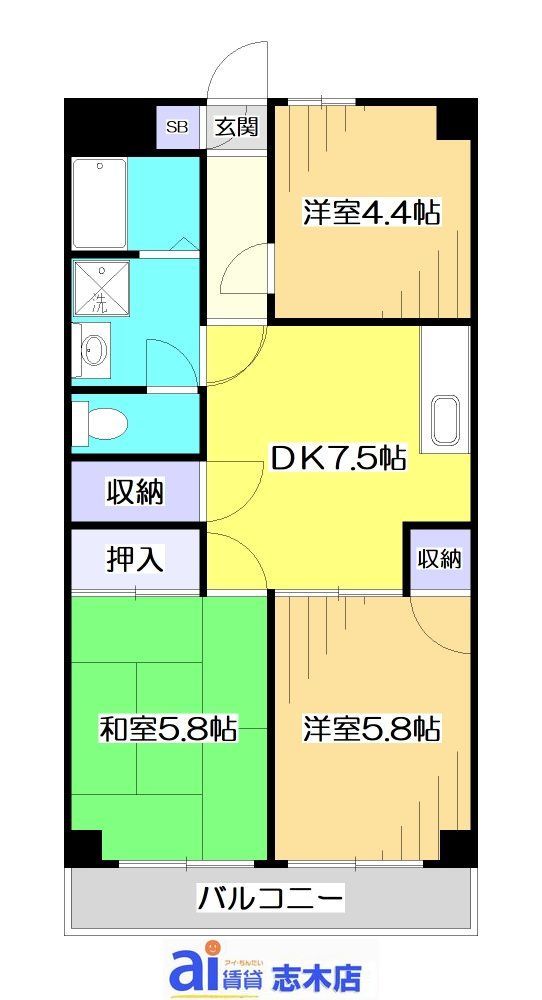 和光市南のマンションの間取り