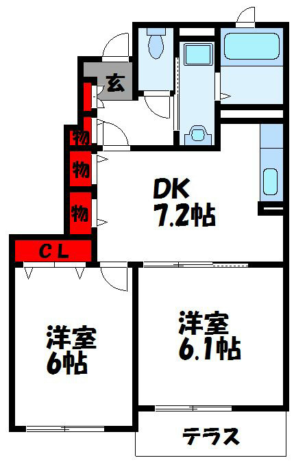 福津市畦町のアパートの間取り