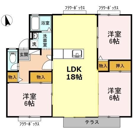 碧南市六軒町のアパートの間取り