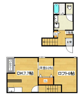 福岡市西区西都のアパートの間取り